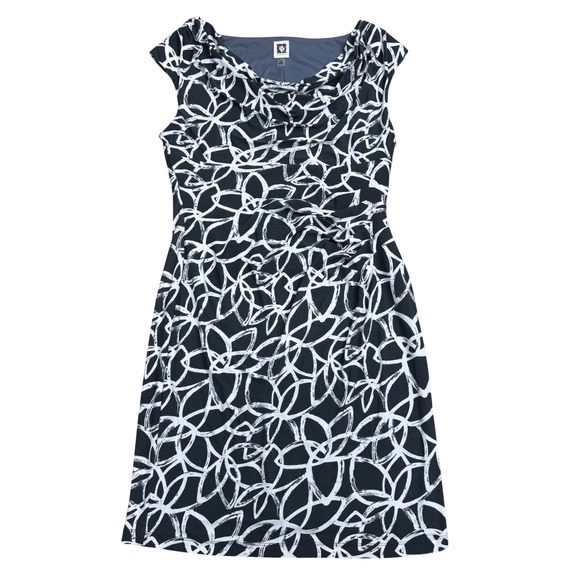 Anne Klein Dresses & Skirts - Anne Klein Abstract Sheath Dress Women 12 Charcoal Side Ruching Office Chic